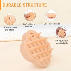 Yoramex Scalp Scrubber Shampoo Brush 2 Pack,100% Silicone Scalp Massager with Soft Bristles for Hair Growth,Hair Shampoo Brush for Scalp Care ＆ Scalp Exfoliator (Beige+Blue)