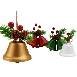 MODOVO Christmas Bell Ornaments – Metal PVC-Coated Hanging Bells for Tree, Wreath & Home Décor – Weather-Resistant, Durable, Easy-Hang Festive Bells Set (Set of 4)