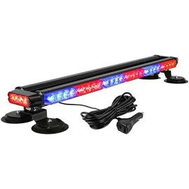 29.5-Inch 54 LED Strobe Light Bar Double Side High Intensity Emergency Warning Magnetic Base Safety Construction New forLight Color: Red/blue, Rated Power: 54, Beam Angle: Spot