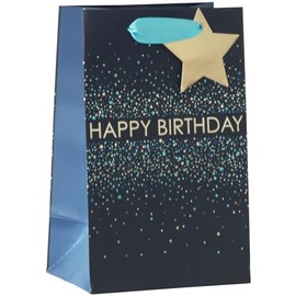 Design By Violet Blue Confetti Happy Birthday Paper Gift Bag With Star Gift Tag Presents Gift Bag For Him Birthday Gift Wrap Occasion Small