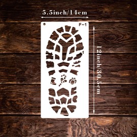 4 Pcs 5.5 * 12inch Large Santa Footprints, Christmas Stencils for Painting, Elf Foot Print Stencils, Reusable Plastic Templates for Wood, Floor Decorations