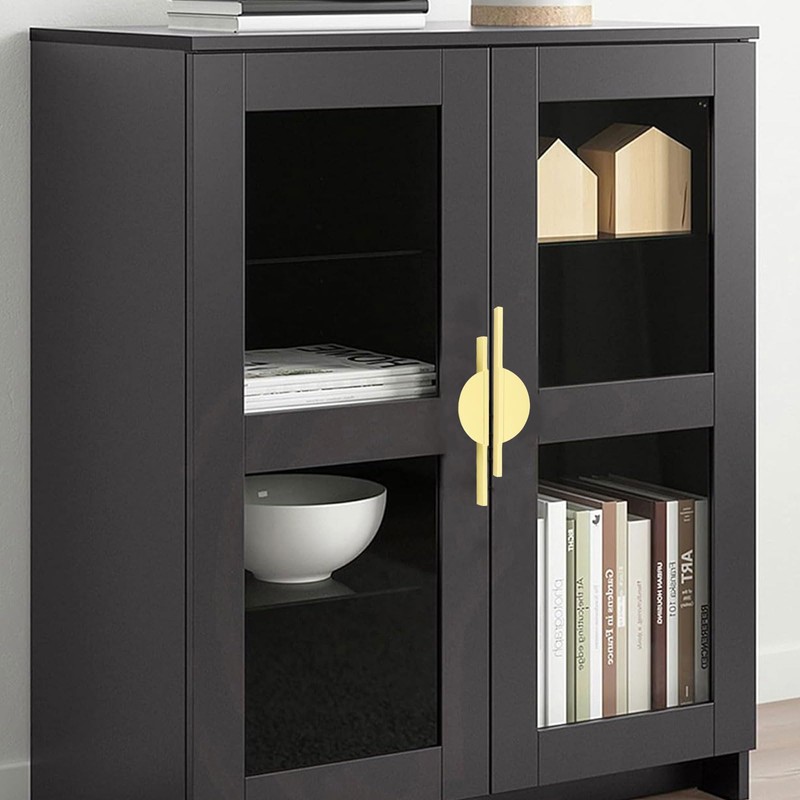 INCREWAY Brushed Gold Drawer Pulls, 2 Set Half Moon Drawer