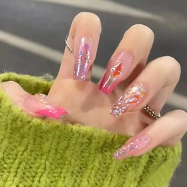 24pcs Nail Tips for Adults Women Beautiful Dark Line Fake Nails Meet Your Personal Needs