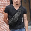 Men's Sling Bag Genuine Leather Chest Shoulder Backpack Cross Body