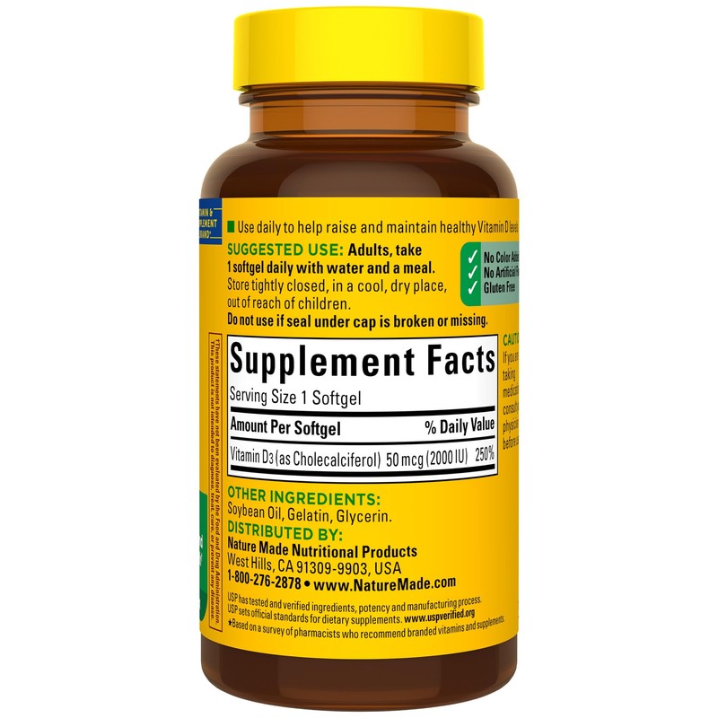 Nature Made Vitamin D3 2000 IU (50 mcg), Vitamin D
