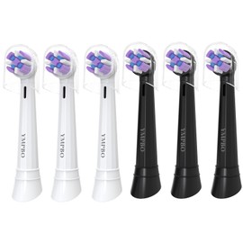 Pack of 6 Replacement Heads Compatible with Oral B iO 10 9 8 7 6 5 4 3 Series Electric Toothbrush, Medium Brush Heads, Black/White