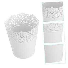 MERRYHAPY 2pcs Vintage Iron Flower Buckets Decorative Dried Flower Vases Makeup Storage Containers Rustic Home Decor Durable Hallow Out Design