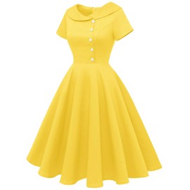 Wedtrend Women's Cocktail Dresses, 50s Housewife Dress, 1950s Costumes for Women, Rockabilly Dresses for Women, Vintage Dress for Women, Audrey Hepburn Dress for Women WTP20007YellowXL