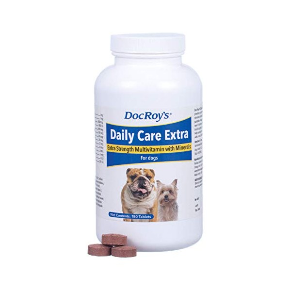Doc Roy's Daily Care Extra Multivitamin with Minerals for Dogs- Canine Daily Health Supplement - 180ct Tablets