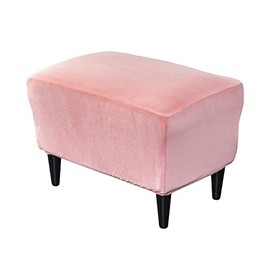 Stretch Ottoman Covers, Velvet Ottoman Slipcover Rectangle Storage Stool Cover Footstool Slipcover for Living Room Furniture Protector (Pink)