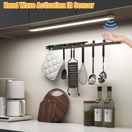 MYPLUS Under Cabinet Lights with Hand Wave, 16" Dimmable 5 Color 2700K/3500K/4000K/5000K/6500K, Bright 450 Lumens,7W,120V, Led Light Bar for Kitchen,Sink,Indoor