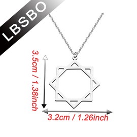 CENWA Octagram Symbol Pendant Necklace Double Square Stainless Steel Necklace, Metal, stainless-steel
