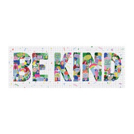 Galison Be Kind Panoramic Puzzle from Galison - 1000 Piece Landscape Jigsaw Puzzle Collaboration with The Born This Way Foundation, 39" x 14", Included is a 21 Days of Kindness Fill-in Calendar