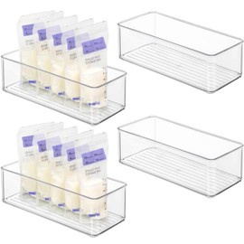 Hudgan 4 PCS Breastmilk Storage Container Set, Space-efficient for Breast Milk Storage in Fridge Freezer, Fits the Lansinoh and Medela bags