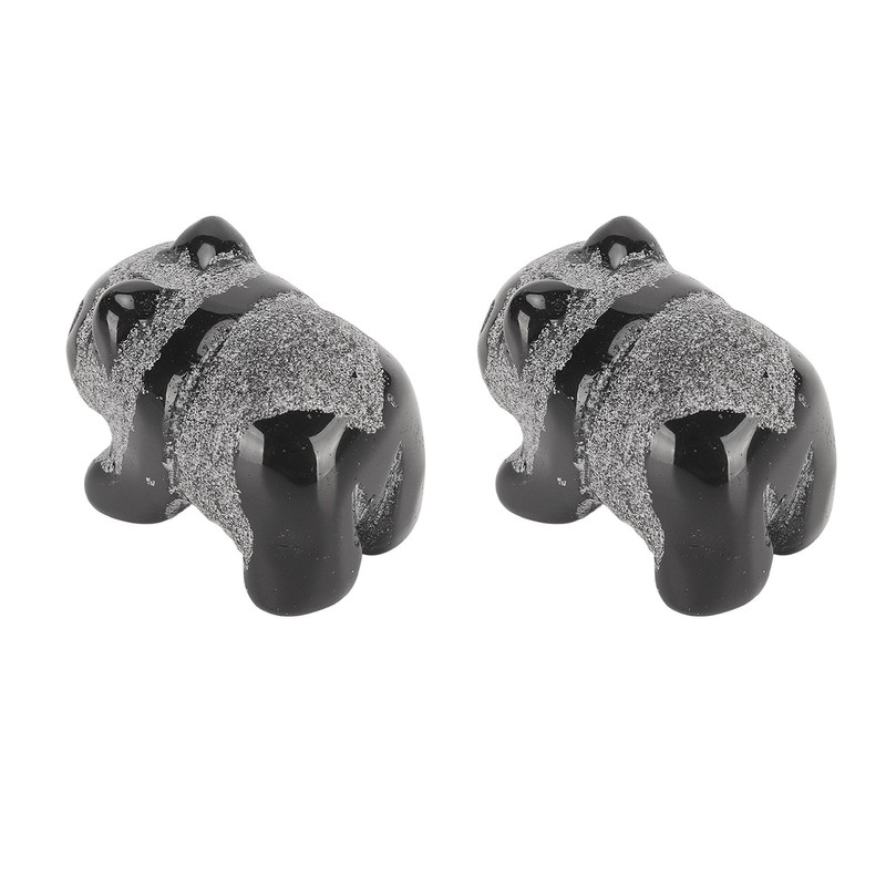 2pcs Panda Statue Obsidian Frosted Cute Mini Ingenious Handcrafted Panda