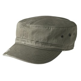 District - Distressed Military Hat. DT605 Olive