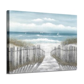 Abstract Beach Picture Wall Art: Seascape Artwork Seaside Path Canvas Painting for Living Room (36'' x 24'' x 1 Panel)