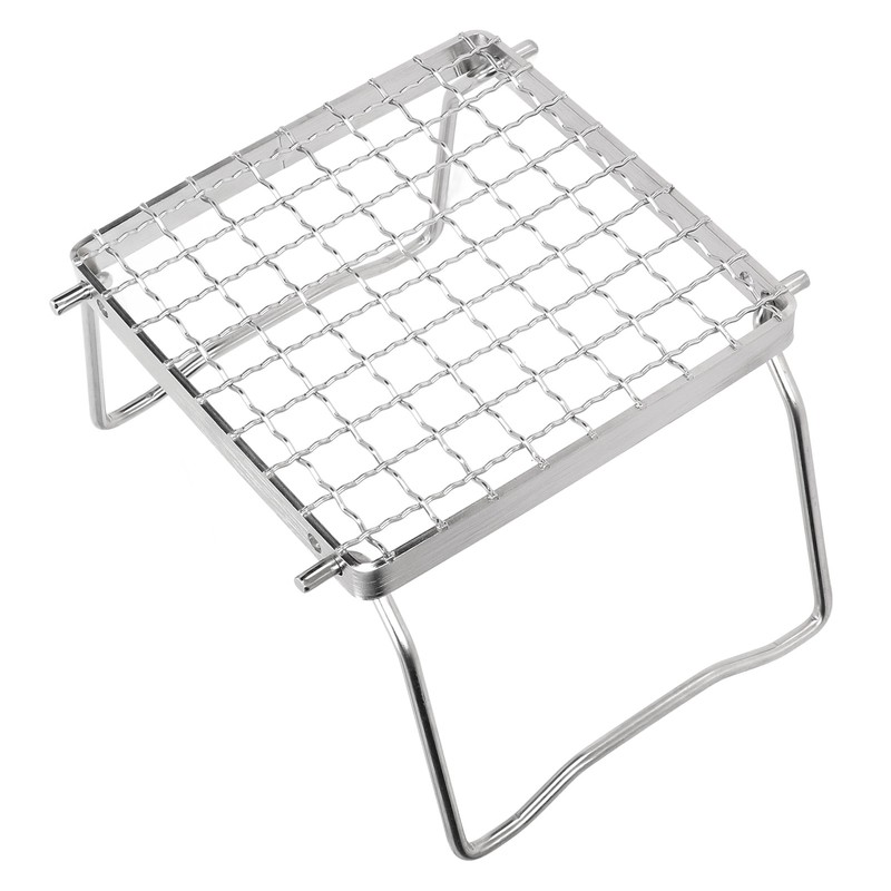 Portable Campfire Grill Silver Mini Folding Grill Rack Stainless Steel