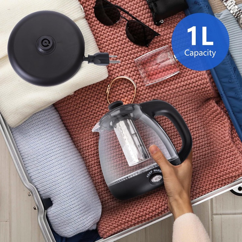 Taylor Swoden Electric Kettle with Tea Infuser, 1L Small Electric