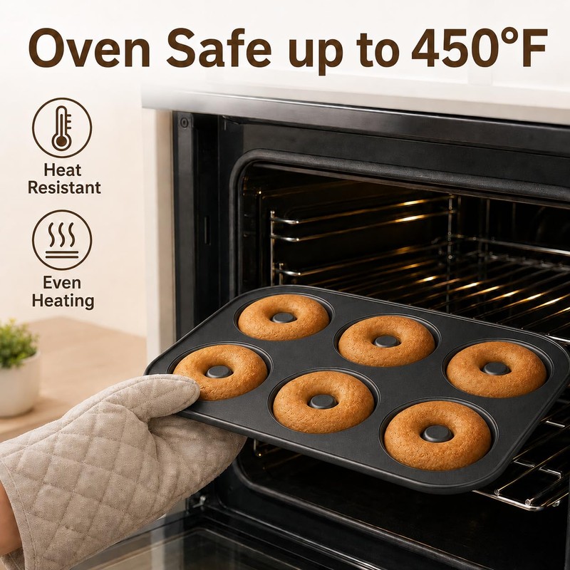 Donut Pan for Baking, 2 Pack 6-Cup Flower Shaped Doughnut