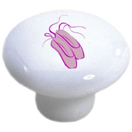 Pink Ballet Slippers Ceramic Cabinet Drawer Knobs Set of 2