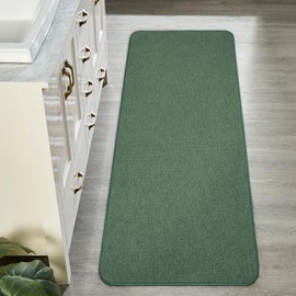 Bath Mat,Ultra Thin Bathroom Runner Rugs,Large Bath Mats for Bathroom,Quick Dry,Non-Slip,Machine Washable,Low Pile,Bath Rug,Shower Outside,Sink,Home Decor Accessories.Green,1'9"x3'11"（21x47inch）