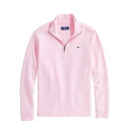 vineyard vines Men's Saltwater Quarter-Zip Pullover Sweater, Pink Cloud Solid, Medium