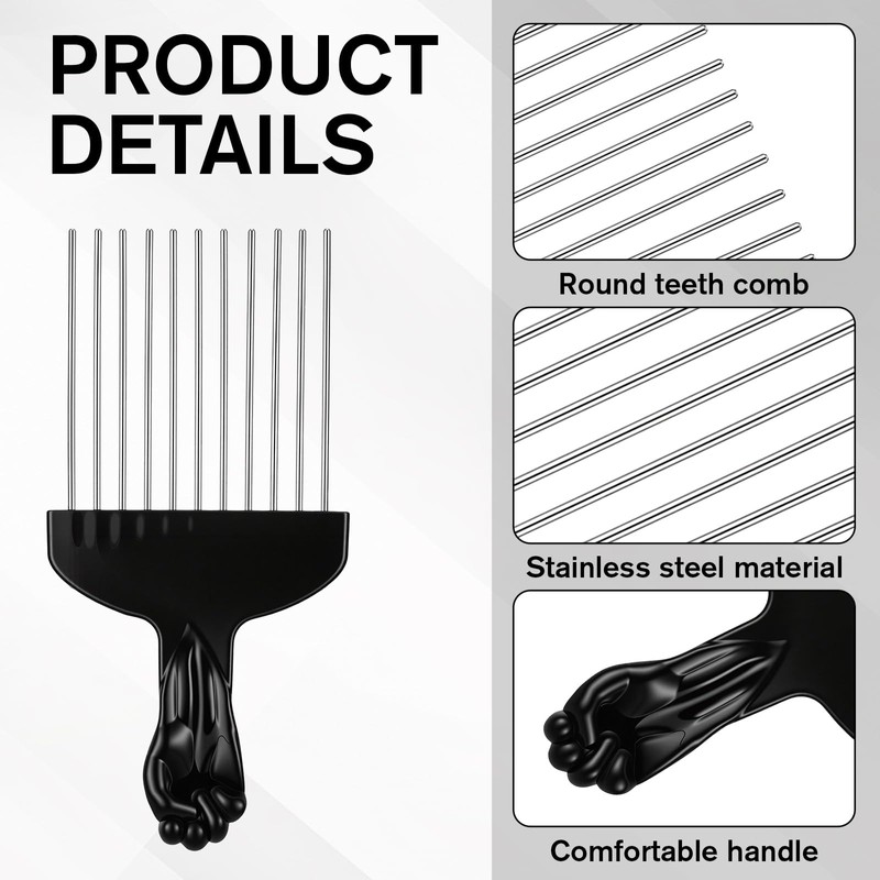4 PCS Afro Comb Metal Metal Hair Pick, Afro Pick