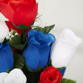 Factory Direct Craft Set of 4 Red, White and Blue Patriotic Artificial Rose 20" Floral Bushes