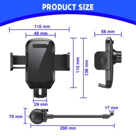 JNNJ Auto Windschutzscheibe Telefonhalterung, Universal Auto Saugnapf Armaturenbrett Handyhalterung, Handyhalterung Auto Mit Langem Schwanenhals, Für LKW Van(Schwarz)