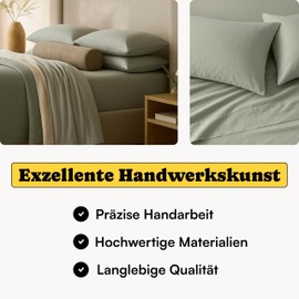 Seralino Satin Bed Linen 200 x 200 cm 80 x 80 cm Pillowcase Green 100% Organic Cotton Bed Linen Set 200 x 200 cm with Zip Breathable Cotton Satin Bed Linen Soft Bed Linen Satin 200 x 200 cm