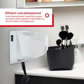 Solis Profi Haarföhn mit Wandhalterung, 3 Temperatur- und Gebläsestufen, Kaltluft-Taste, AC-Motor, 1800 Watt, Ionen-Technologie, Swiss Perfection (Typ 443), Weiß