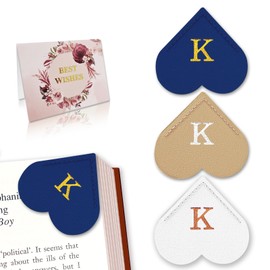 Marcador de corazón de piel personalizado con inicial, letras lindas etiqueta de esquina personalizada para mujeres de lectura, estudiantes, amantes de los libros, regalos de agradecimiento al maestro