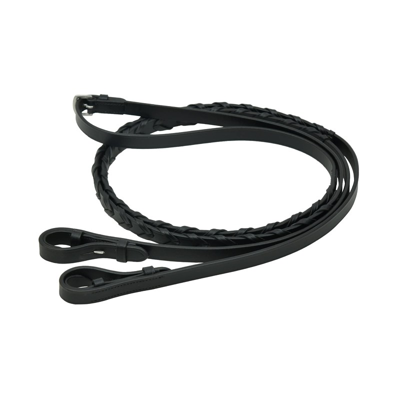 SIE Braided Leather Reins, Black, Mini