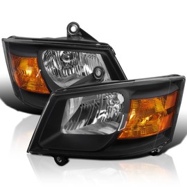 Spec-D Tuning Black Headlights Compatible with 2008-2010 Dodge Grand Caravan L+R Pair Head Light Lamp Assembly