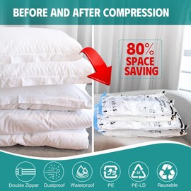 20 Pack Vacuum Storage Bags, Vacuum Seal Bags for Clothing, Comforters, Blankets, Space Saver Vacuum Storage Bags with Hand Pump. (4×Jumbo, 4×Large, 4×Medium, 4×Small, 4×Roll)