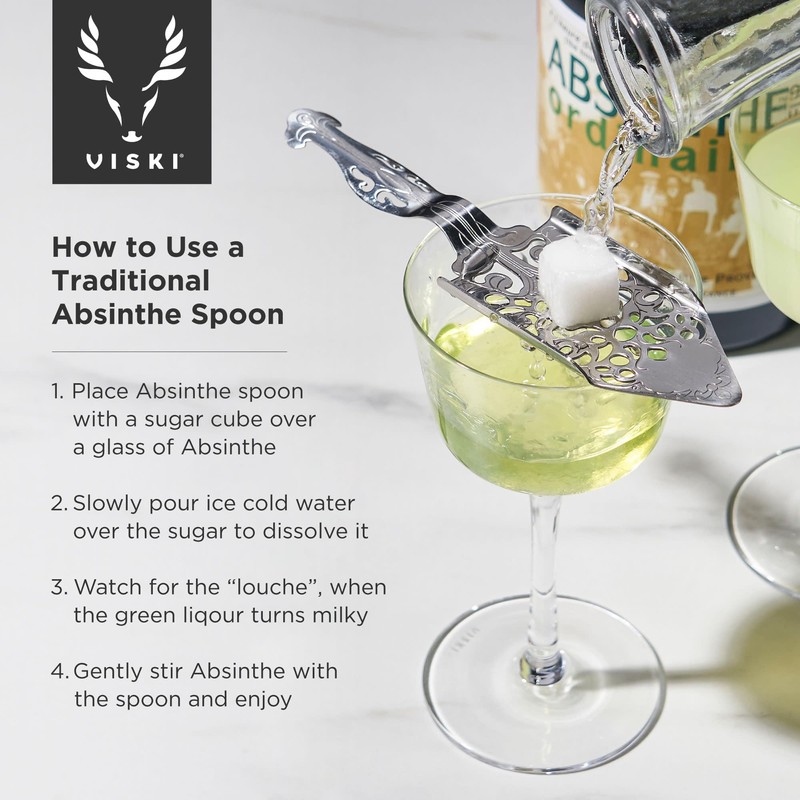 Viski Absinthe Spoon - Vintage Style Absinthe Dripper with Perforations