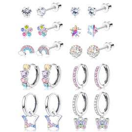 Hypoallergenic Earrings For Girls Women Surgical Stainless Steel Flat Back Earring Set For Sensitive Ears Kids Earrings Toddler Cute Girls