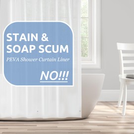 downluxe Set of 2 Frosted Shower Curtain Liner 72x72 - PEVA 3 Gauge Light Weight,Waterproof,Odorless with Rust-Resistant Grommets Holes