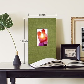 potricher Photo Album for 4x6 300 Photos Linen Cover Photo Book for Family Wedding Anniversary Baby (Green, 300 Pockets)