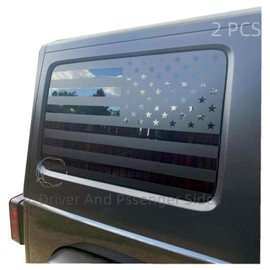 AHPATLJ 2PCS Rear Side Window American Flag Decal Fits Jeep Wrangler JL JLU 2007-2017 Black USA Flag Vinyl Stickers for Back Window Glass,Precut Exterior Accessories 4 Door (Matte Black)