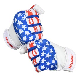 Hushe' American Flag Baseball Batting Gloves USA Flag Baseball Batting Gloves for Youth Adult & Unisex (White) (Medium, Adult)