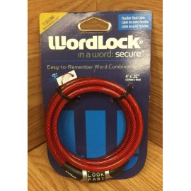 WordLock 4' x .32" Red Flexible Steel Cable Word Combination Bicycle Lock (NWT)
