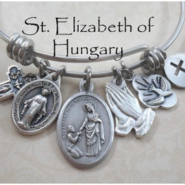 St. Elizabeth of Hungary Bangle Bracelet, Patron Saint Confirmation, Catholic Jewelry Gift