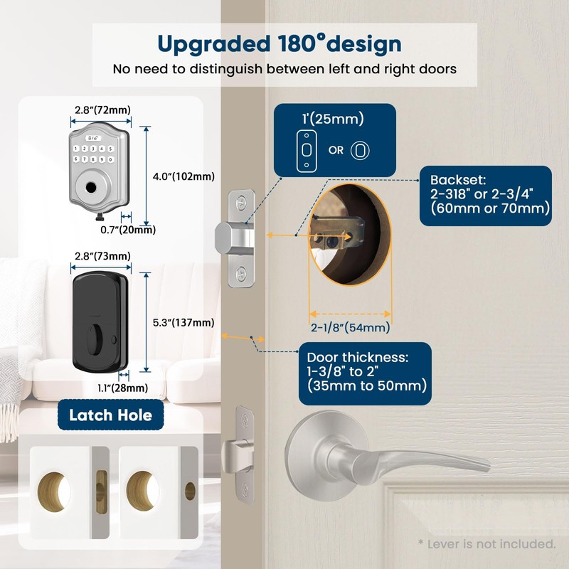 52HZ Fingerprint Door Lock, Keyless Entry Door Lock with Code,