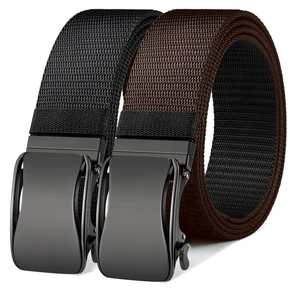 BULLIANT Mens Ratchet Belt Reversible,Web Nylon Casual Belt for Men