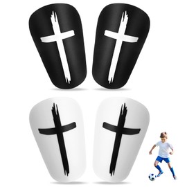 2Pairs Mini Shin Guards Soccer, 3.94x2.36 Black & White Cross Small Shin Guards, Soccer Shin Guards,Shin Pads Soccer, Youth Shin Guards Soccer for Boys Girls Adults,Mini Football Protective Equipment