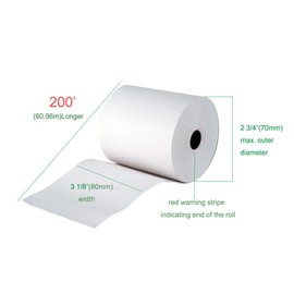(20 PACK) 3 1/8" × 200' Thermal Paper Receipt Rolls Fits All Clover Flex POS Cash Register Printers Paper For Credit and Debit Card Terminals Machines, 80mm (1)