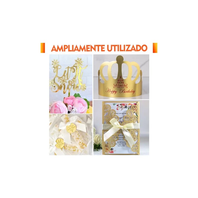 30pzs Cartulina Metálica Espejo Metalizada A4 Dorado