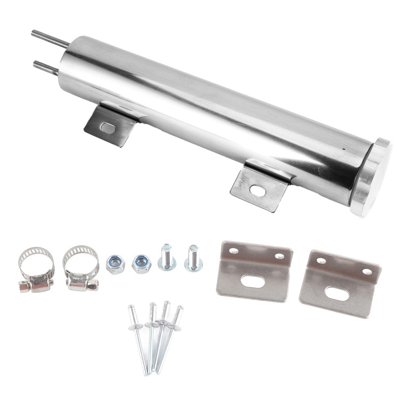 2x10in Stainless Steel Radiator Overflow Tank Recovery Bottle With Mounting